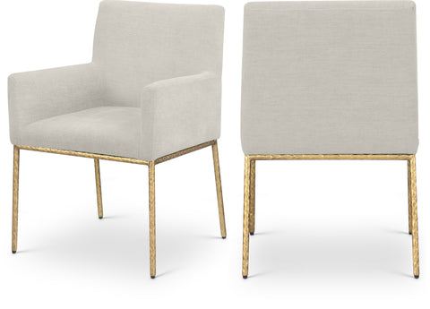 Florence Cream Chenille Fabric Upholstered Dining Arm Chair , 2-Piece (Style 2)