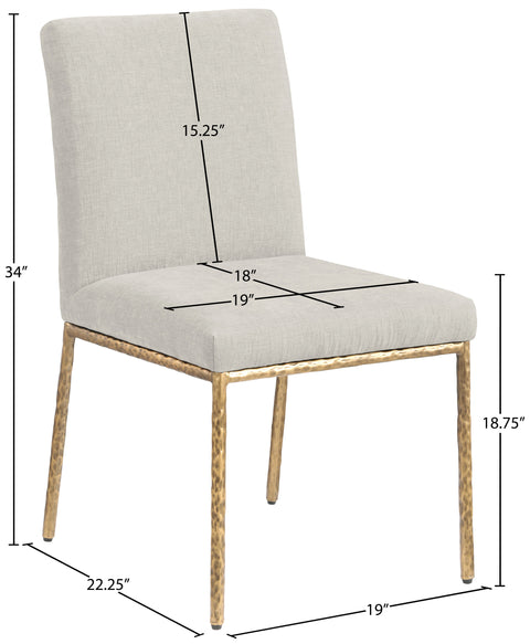 Florence Cream Chenille Fabric Upholstered Dining Side Chair , 2-Piece (Style 2)