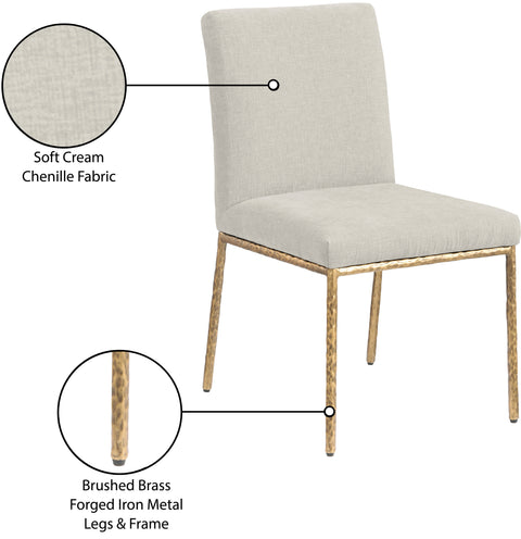 Florence Cream Chenille Fabric Upholstered Dining Side Chair , 2-Piece (Style 2)