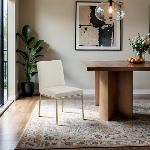 Florence Cream Chenille Fabric Upholstered Dining Side Chair , 2-Piece (Style 2)