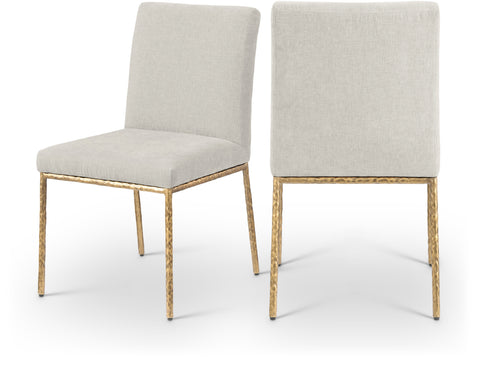 Florence Cream Chenille Fabric Upholstered Dining Side Chair , 2-Piece (Style 2)