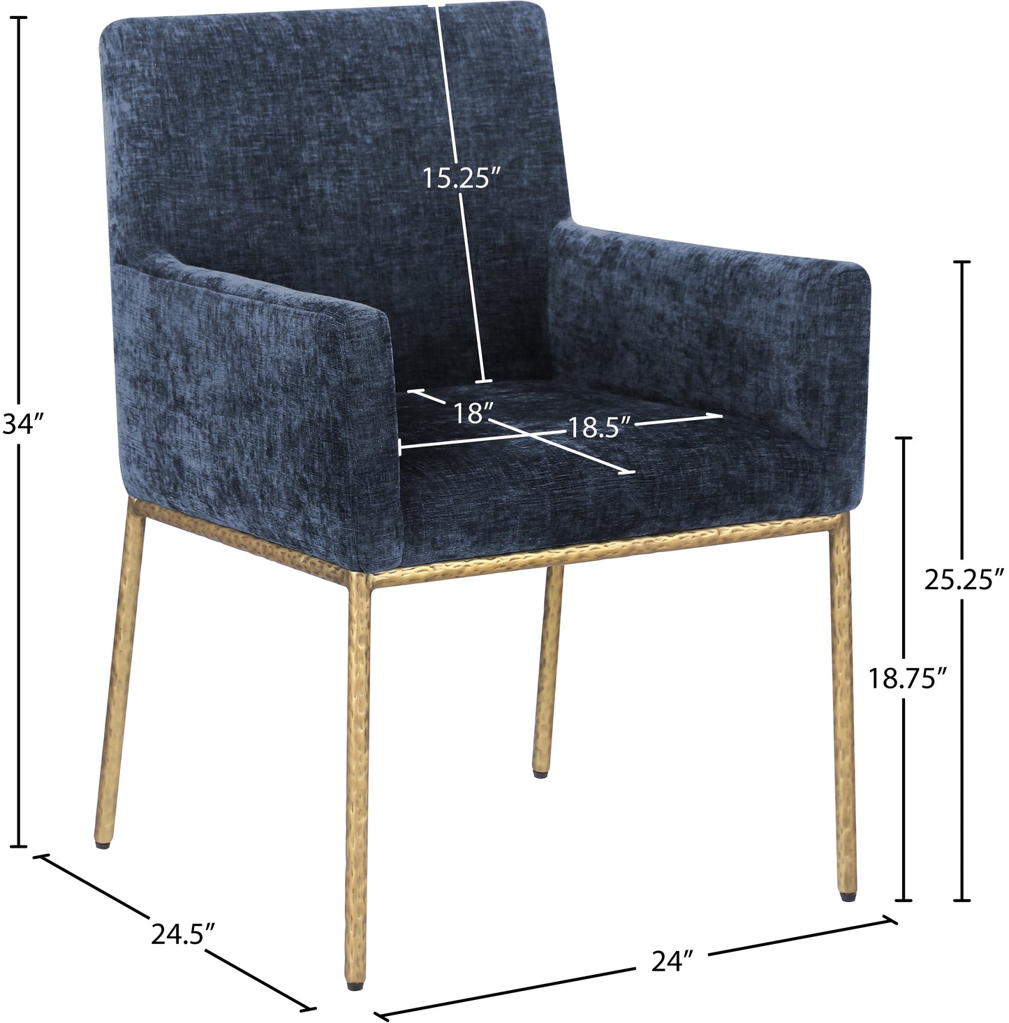 shiloh navy chenille fabric dining chair