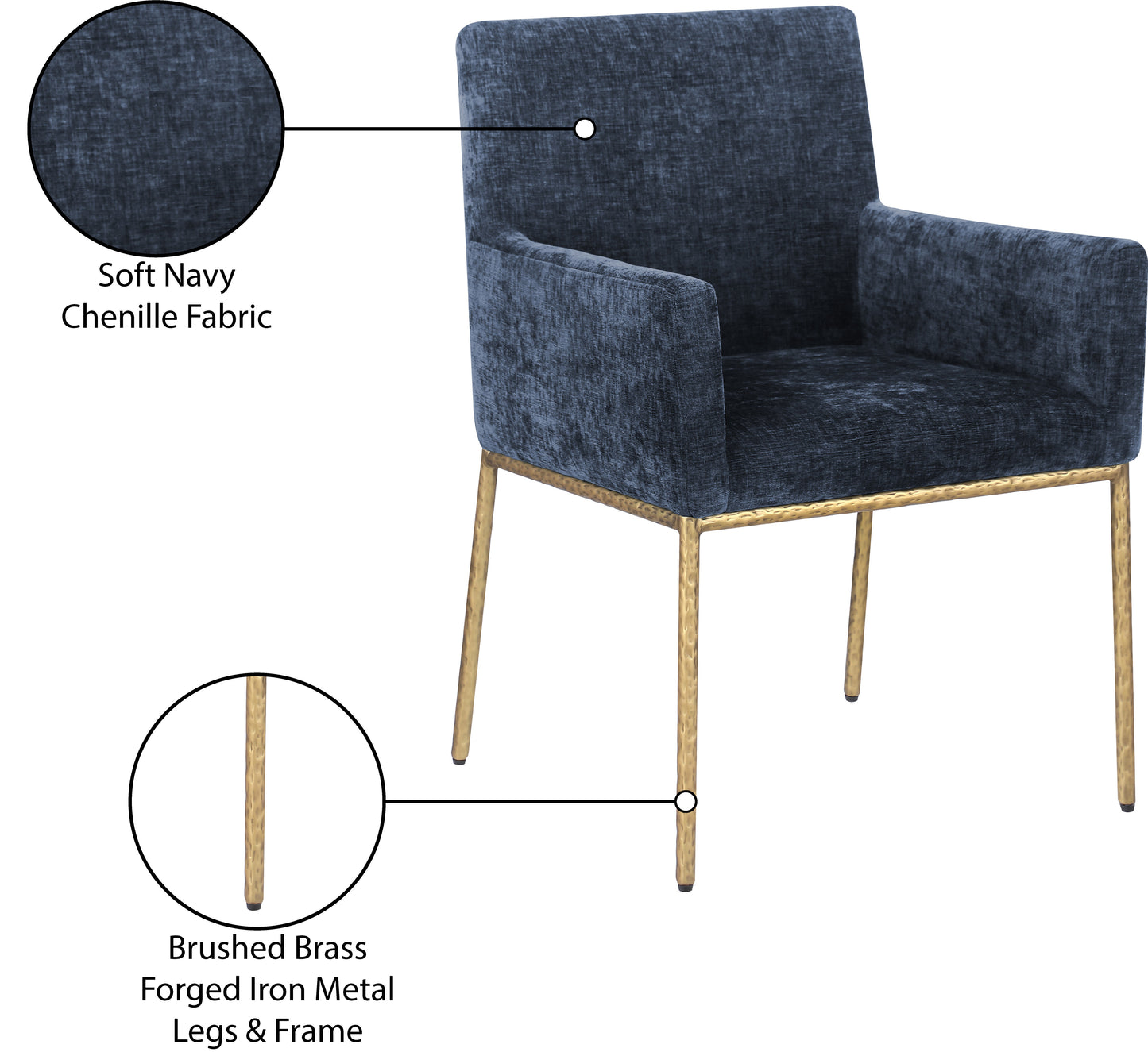 shiloh navy chenille fabric dining chair