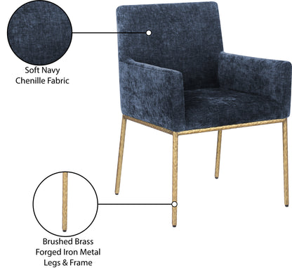 Shiloh Navy Chenille Fabric Dining Chair