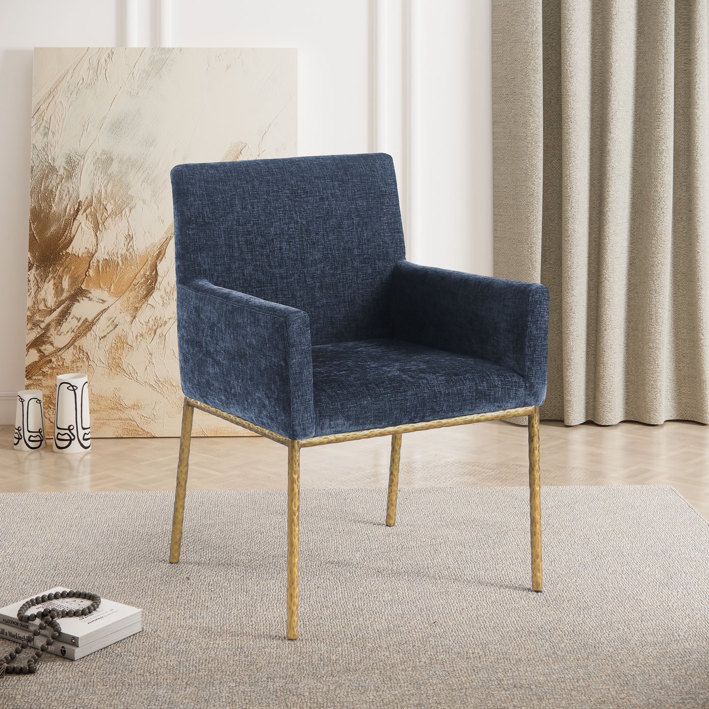 shiloh navy chenille fabric dining chair