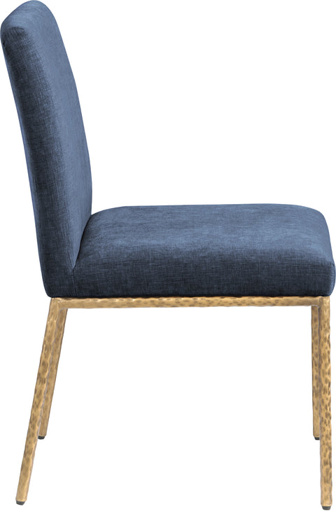 Florence Navy Chenille Fabric Upholstered Dining Side Chair , 2-Piece (Style 1)