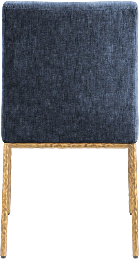 Florence Navy Chenille Fabric Upholstered Dining Side Chair , 2-Piece (Style 1)
