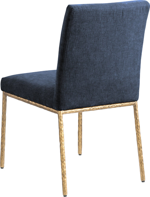 Florence Navy Chenille Fabric Upholstered Dining Side Chair , 2-Piece (Style 1)