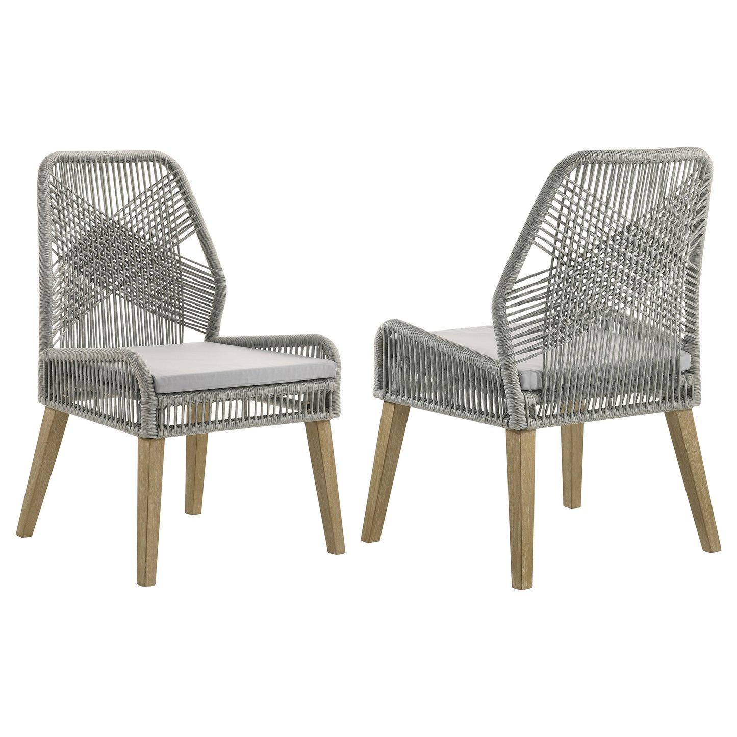 shelly woven rope dining side chairs grey (set of 2)grey