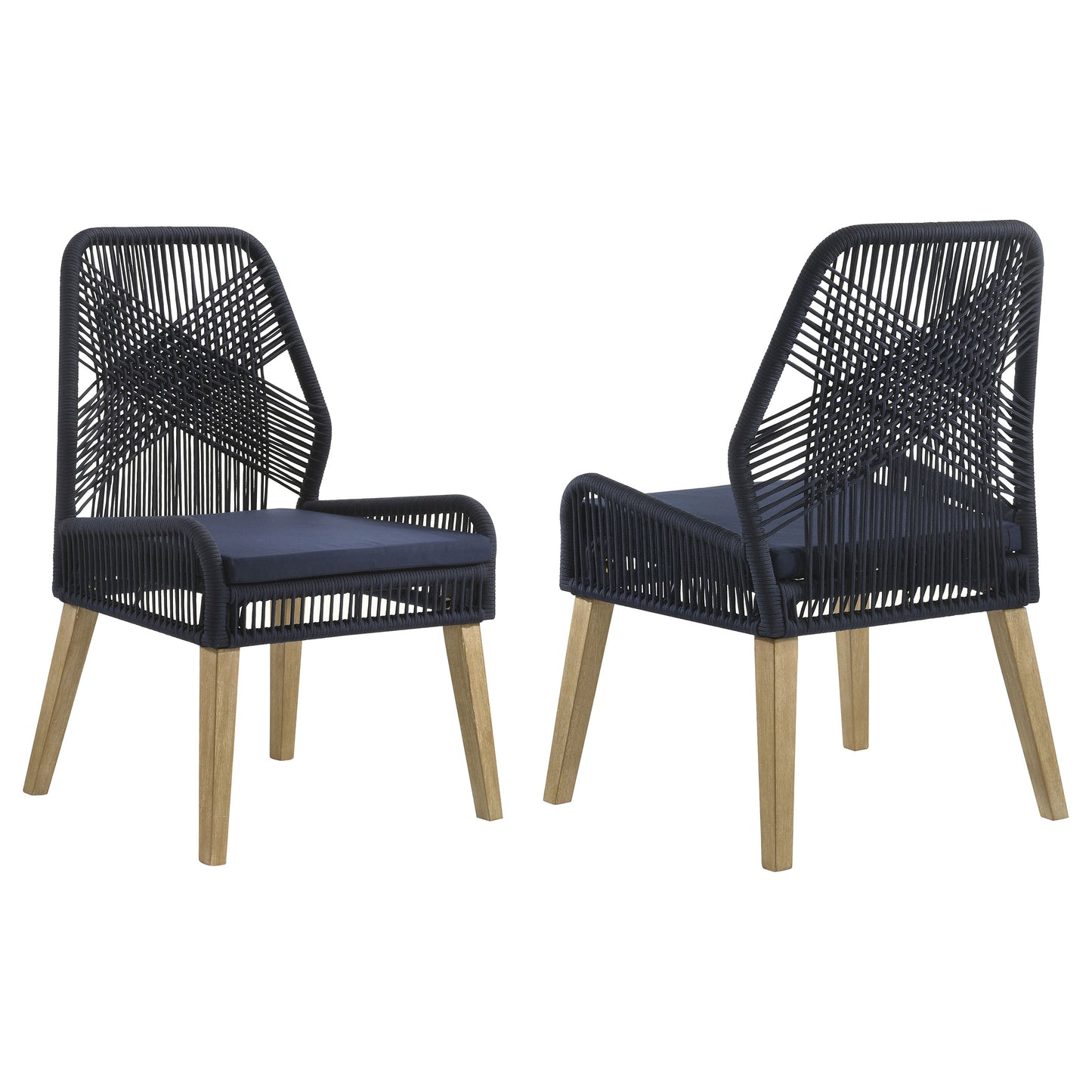 shelly woven rope dining side chairs dark navy (set of 2)dark navy