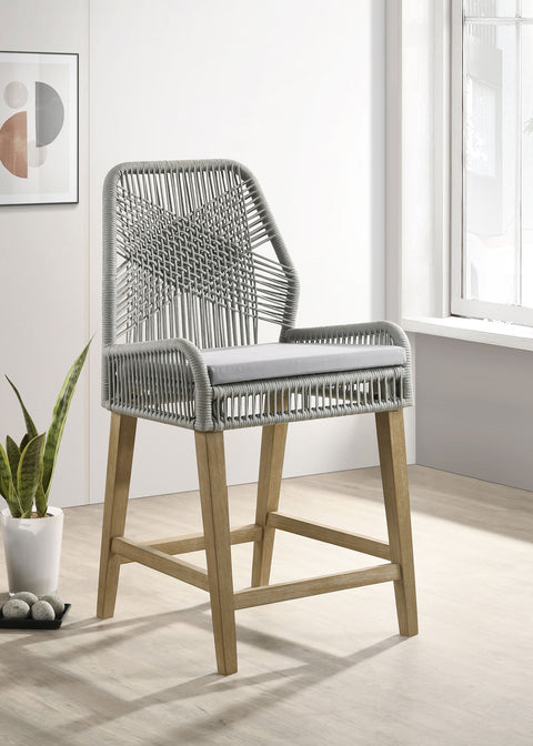Shelly Woven Rope Counter Chair with Cushion Grey (Set of 2)Grey