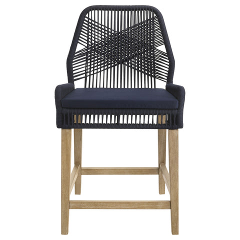 Shelly Woven Rope Counter Chair with Cushion Navy (Set of 2)Dark Navy
