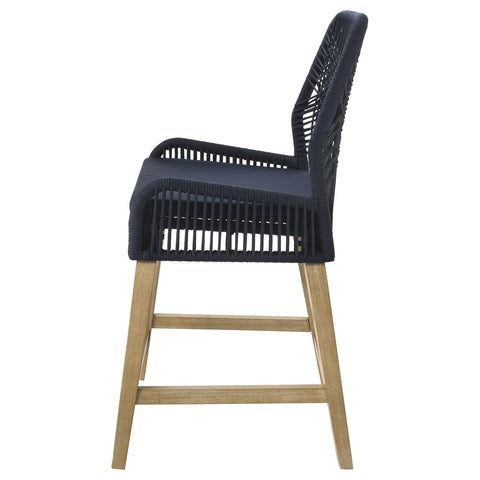 Shelly Woven Rope Counter Chair with Cushion Navy (Set of 2)Dark Navy