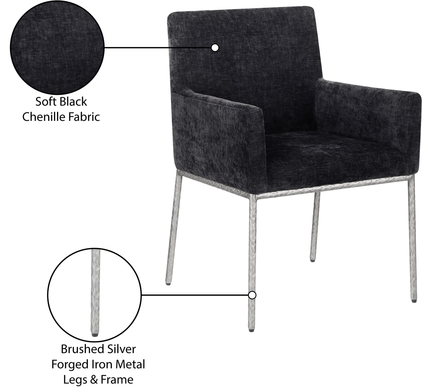 shiloh black chenille fabric dining chair