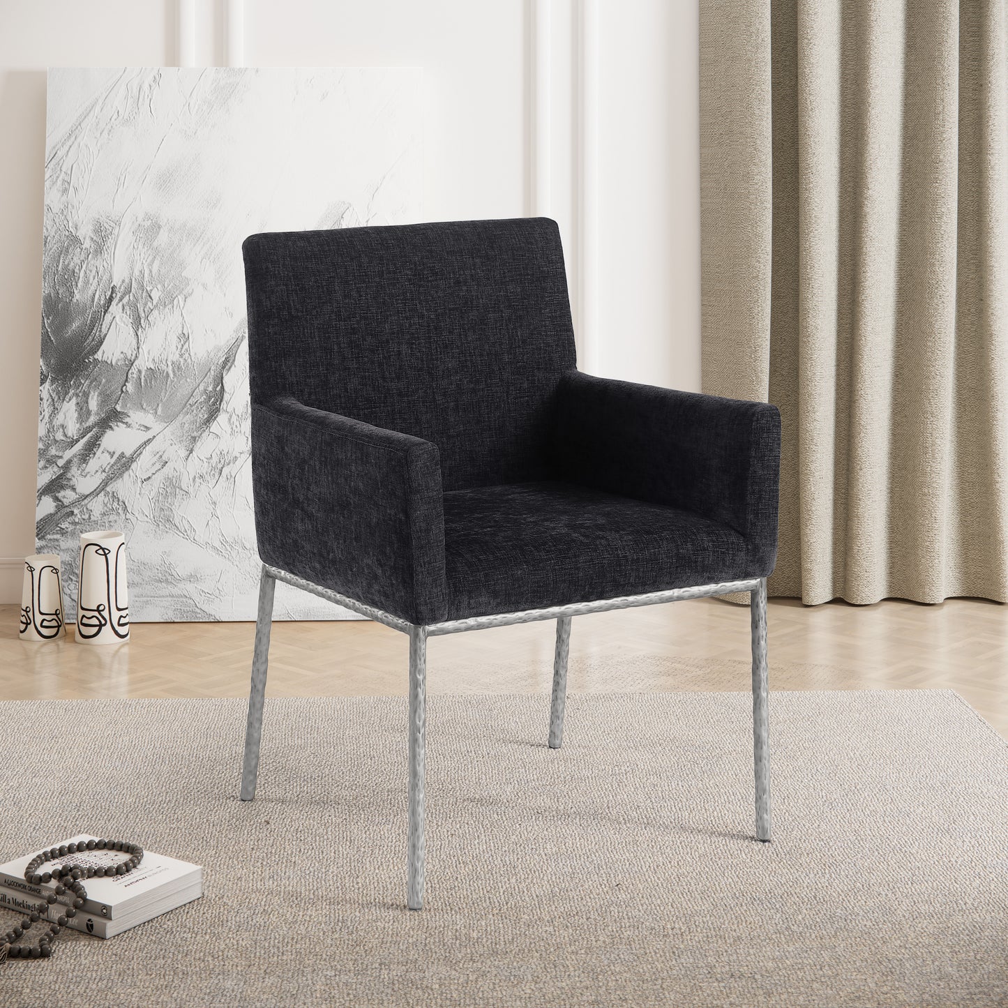 shiloh black chenille fabric dining chair