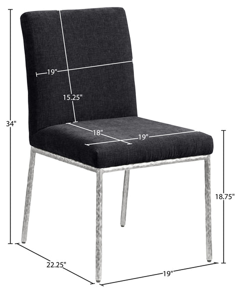 Florence Black Chenille Fabric Upholstered Dining Side Chair , 2-Piece (Style 3)