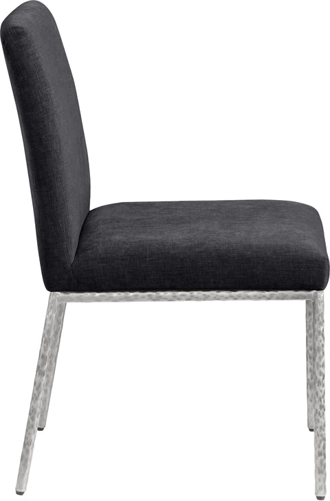 Florence Black Chenille Fabric Upholstered Dining Side Chair , 2-Piece (Style 3)
