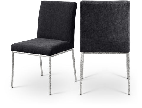 Florence Black Chenille Fabric Upholstered Dining Side Chair , 2-Piece (Style 3)