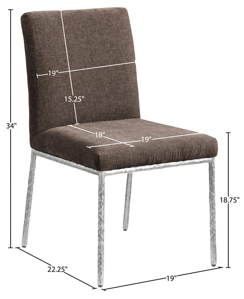 Florence Brown Chenille Fabric Upholstered Dining Side Chair , 2-Piece (Style 2)