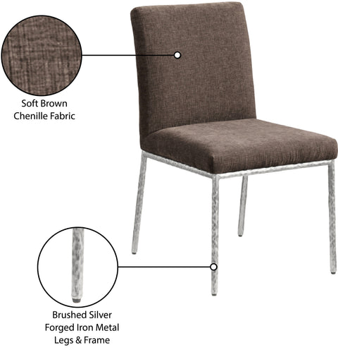 Florence Brown Chenille Fabric Upholstered Dining Side Chair , 2-Piece (Style 2)