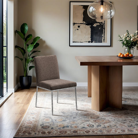 Florence Brown Chenille Fabric Upholstered Dining Side Chair , 2-Piece (Style 2)