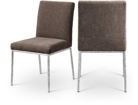 Florence Brown Chenille Fabric Upholstered Dining Side Chair , 2-Piece (Style 2)