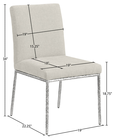 Florence Cream Chenille Fabric Upholstered Dining Side Chair , 2-Piece (Style 3)