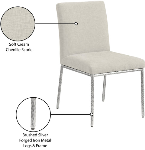 Florence Cream Chenille Fabric Upholstered Dining Side Chair , 2-Piece (Style 3)