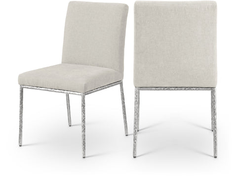 Florence Cream Chenille Fabric Upholstered Dining Side Chair , 2-Piece (Style 3)