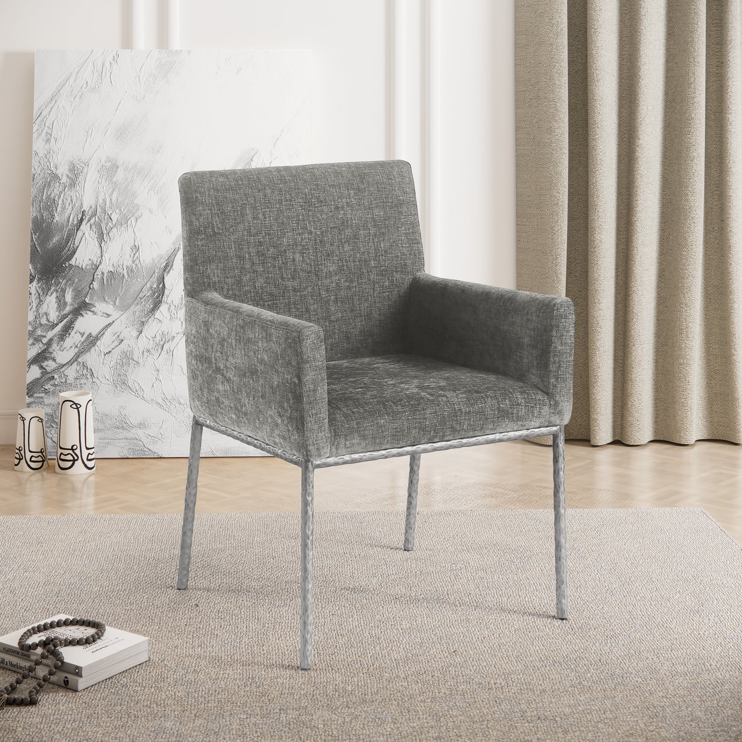 shiloh grey chenille fabric dining chair