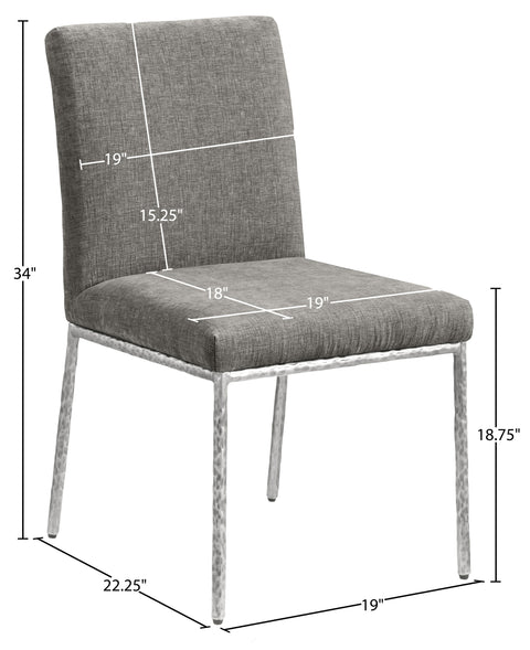 Florence Grey Chenille Fabric Upholstered Dining Side Chair , 2-Piece (Style 2)