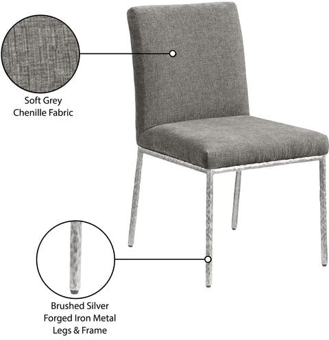 Florence Grey Chenille Fabric Upholstered Dining Side Chair , 2-Piece (Style 2)