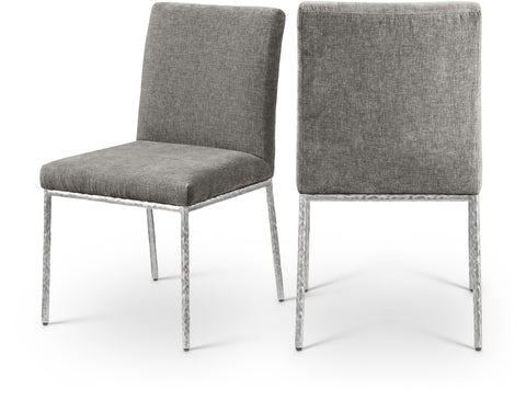Florence Grey Chenille Fabric Upholstered Dining Side Chair , 2-Piece (Style 2)