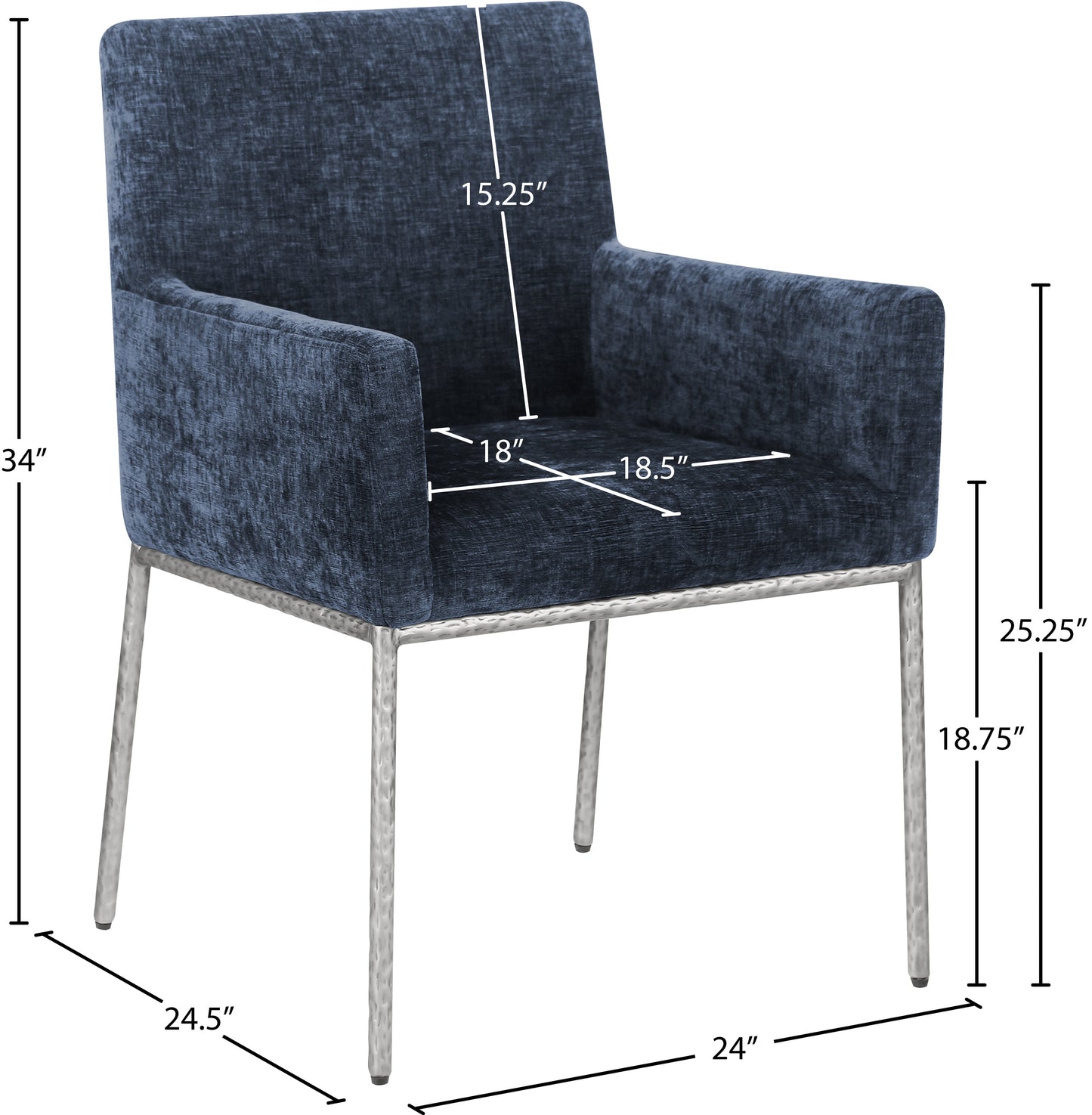 shiloh navy chenille fabric dining chair