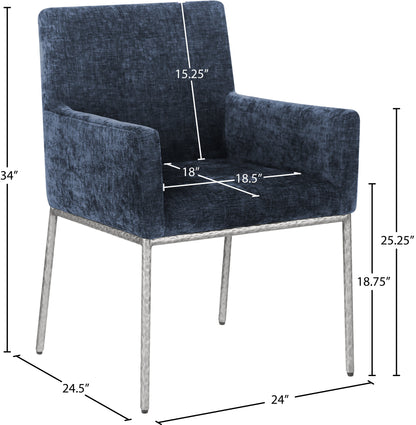 Shiloh Navy Chenille Fabric Dining Chair