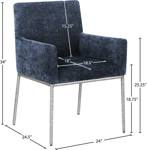 Shiloh Navy Chenille Fabric Dining Chair