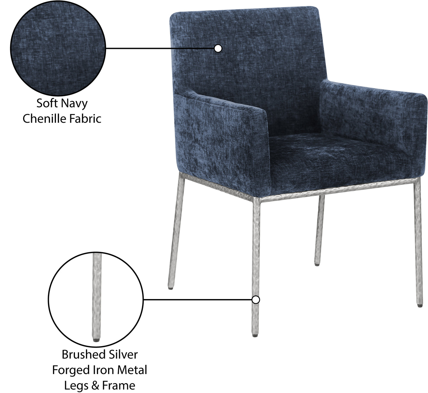 shiloh navy chenille fabric dining chair