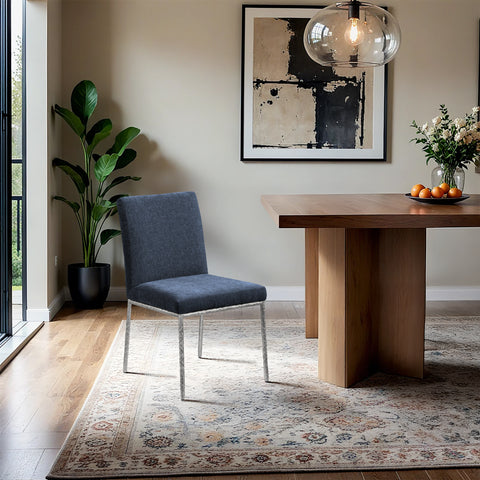 Florence Navy Chenille Fabric Upholstered Dining Side Chair , 2-Piece (Style 2)