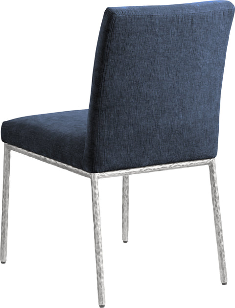 Florence Navy Chenille Fabric Upholstered Dining Side Chair , 2-Piece (Style 2)
