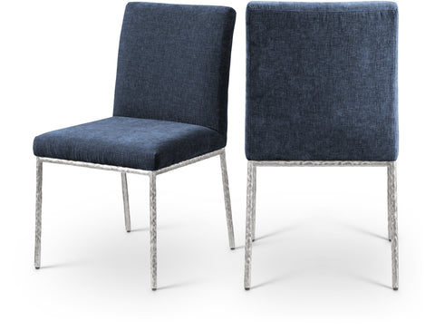 Florence Navy Chenille Fabric Upholstered Dining Side Chair , 2-Piece (Style 2)