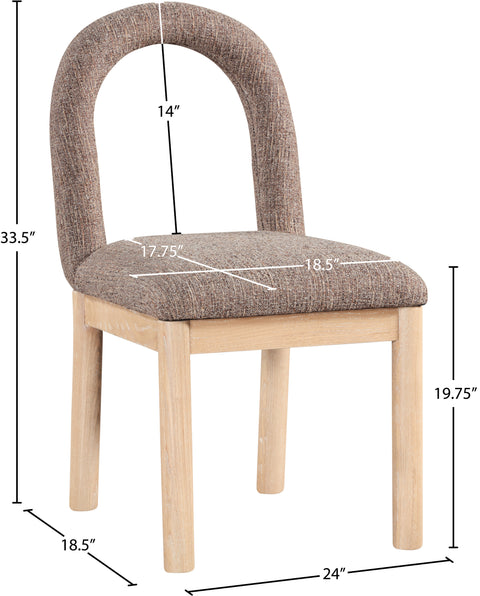 Greer Brown Linen Textured Fabric Upholstered Dining Chair, 1 Piece