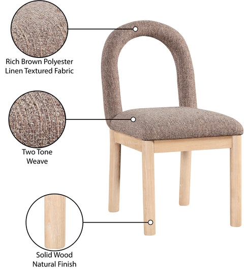 Greer Brown Linen Textured Fabric Upholstered Dining Chair, 1 Piece