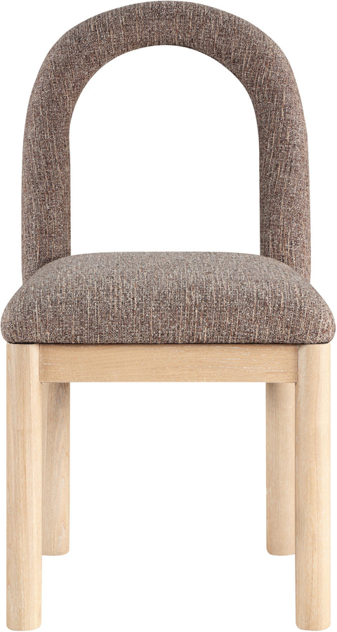 Greer Brown Linen Textured Fabric Upholstered Dining Chair, 1 Piece