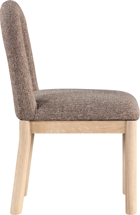 Greer Brown Linen Textured Fabric Upholstered Dining Chair, 1 Piece