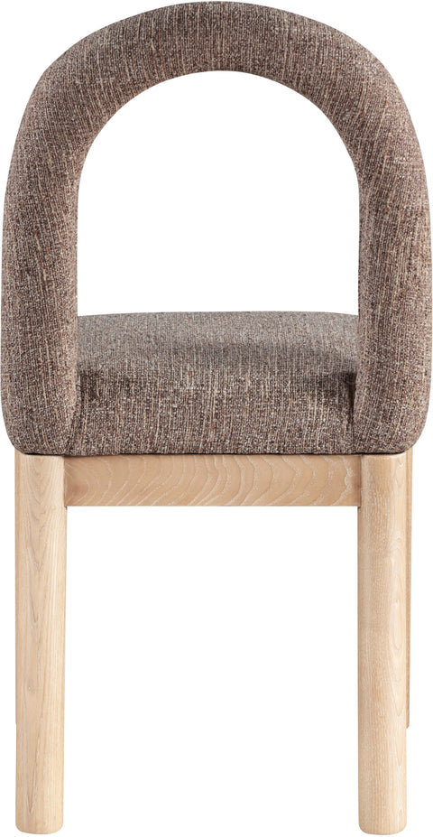 Greer Brown Linen Textured Fabric Upholstered Dining Chair, 1 Piece