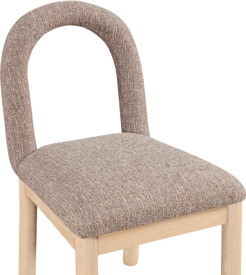 Greer Brown Linen Textured Fabric Upholstered Dining Chair, 1 Piece
