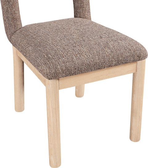 Greer Brown Linen Textured Fabric Upholstered Dining Chair, 1 Piece