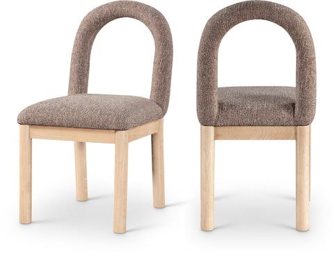 Greer Brown Linen Textured Fabric Upholstered Dining Chair, 1 Piece