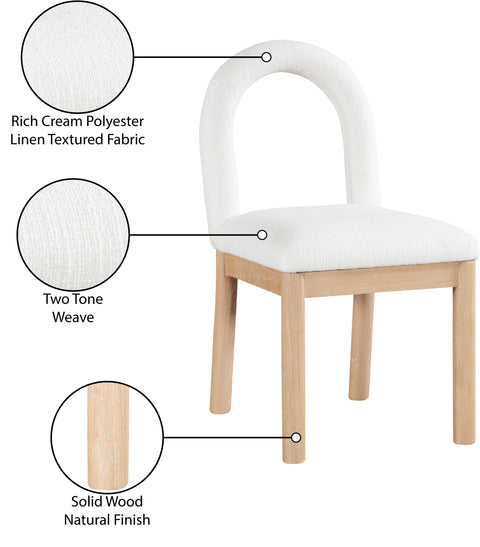 Greer Cream Linen Textured Fabric Upholstered Dining Chair , 1 Piece (Style 1)