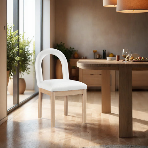 Greer Cream Linen Textured Fabric Upholstered Dining Chair , 1 Piece (Style 1)